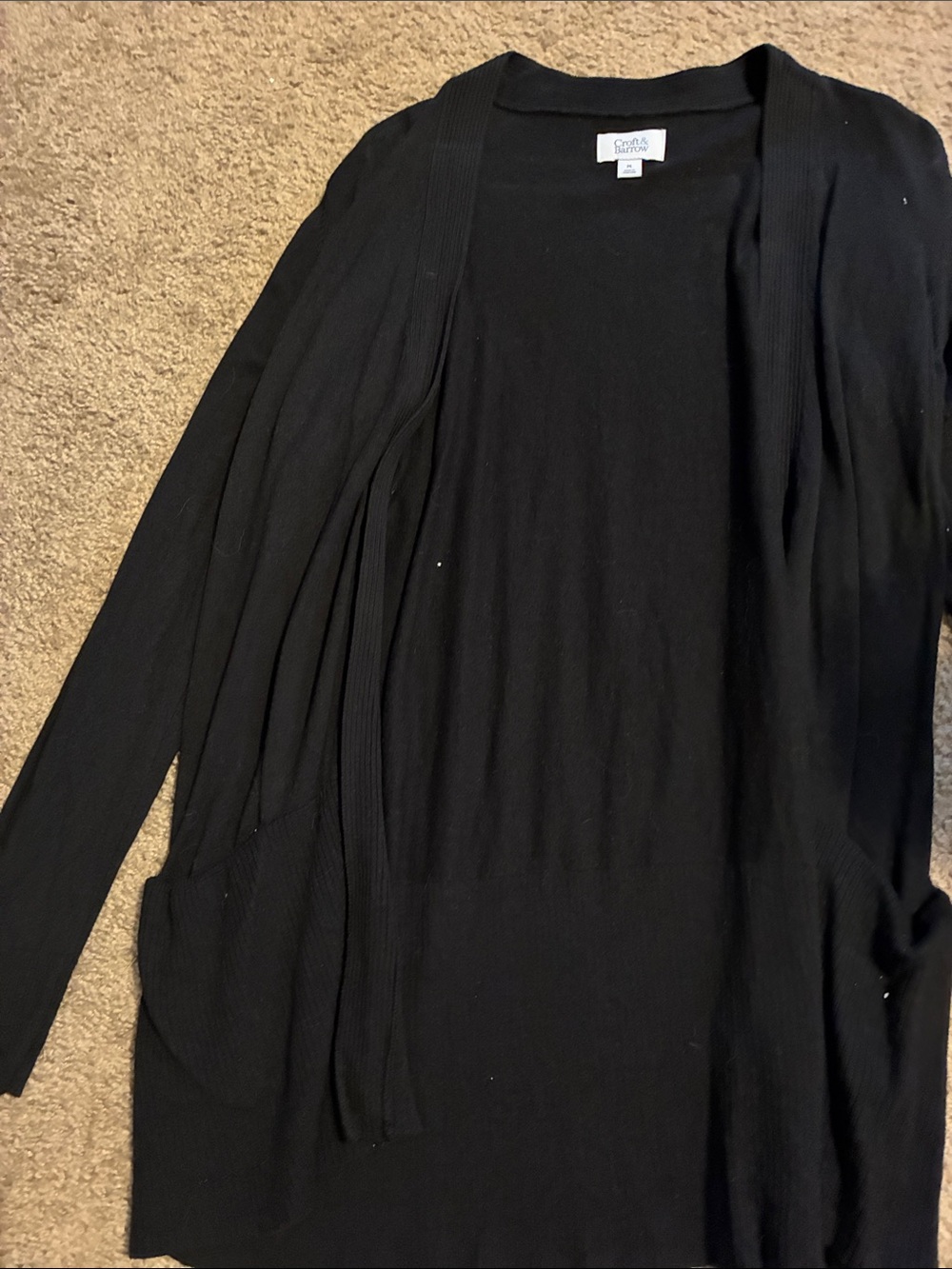 croft & barrow Black Open-Front Lightweight Cardigan
